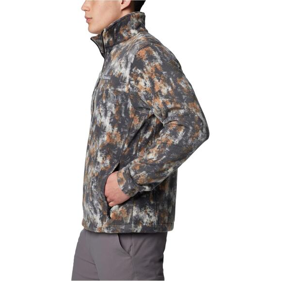 Mens Columbia Steens Mountain Printed Jacket Dark Stone Timberwood Fleece Zip, S - Picture 13 of 16